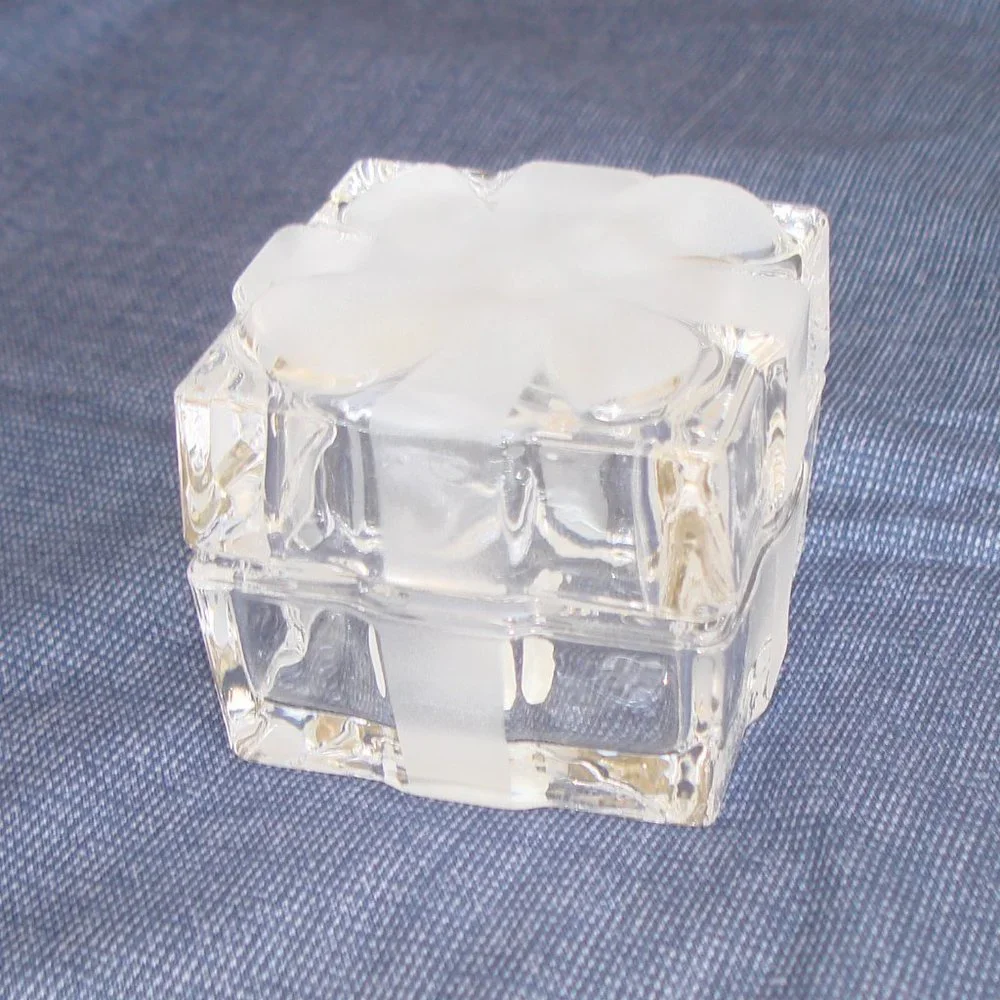 ✨$5 w/ $15+ BUNDLE✨ NEW Fitz & Floyd Frosted Bow Box Glass Crystal Trinket Dish